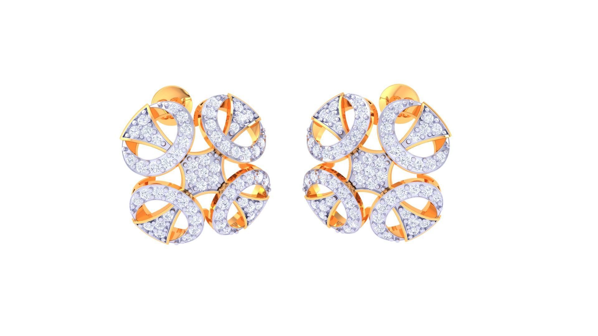 Women studs Earrings 3dm stl 3mf obj glb gltf mtl render detail 3D print model_6