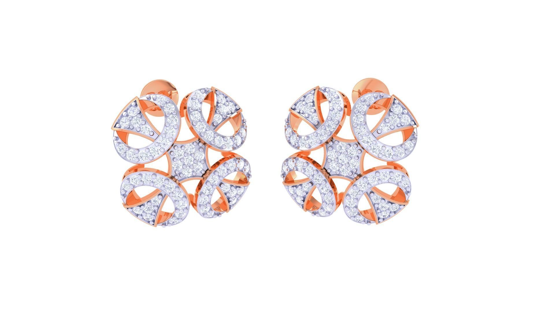 Women studs Earrings 3dm stl 3mf obj glb gltf mtl render detail 3D print model_3