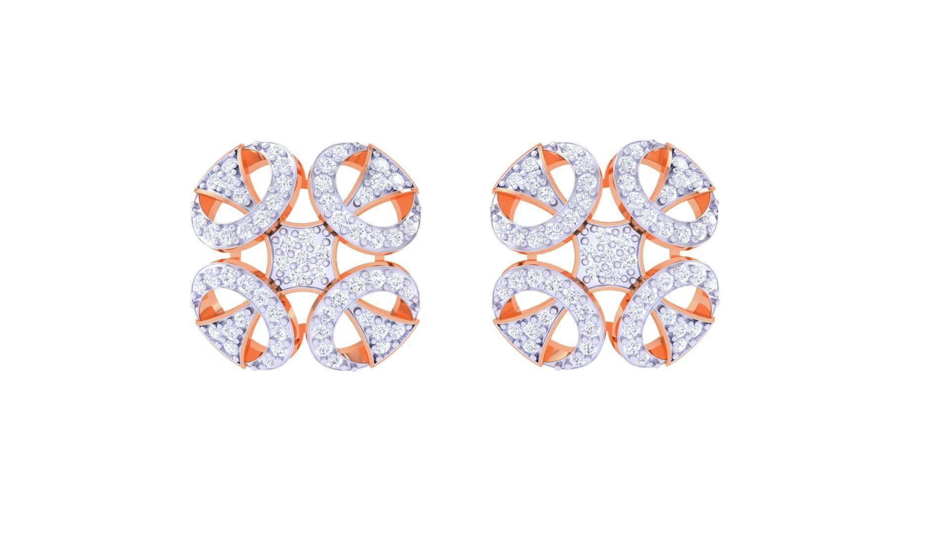 Women studs Earrings 3dm stl 3mf obj glb gltf mtl render detail 3D print model_9