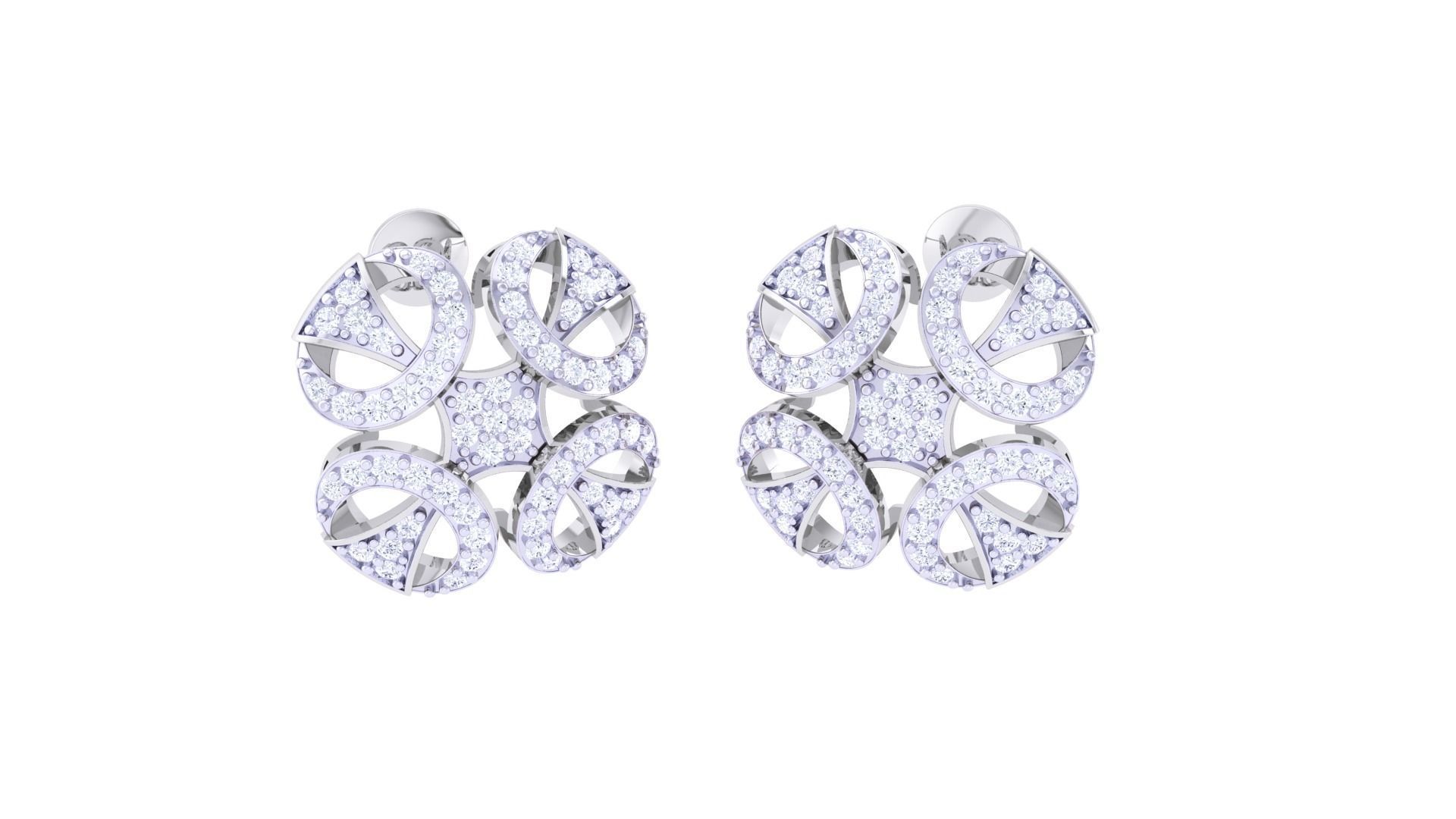 Women studs Earrings 3dm stl 3mf obj glb gltf mtl render detail 3D print model_1