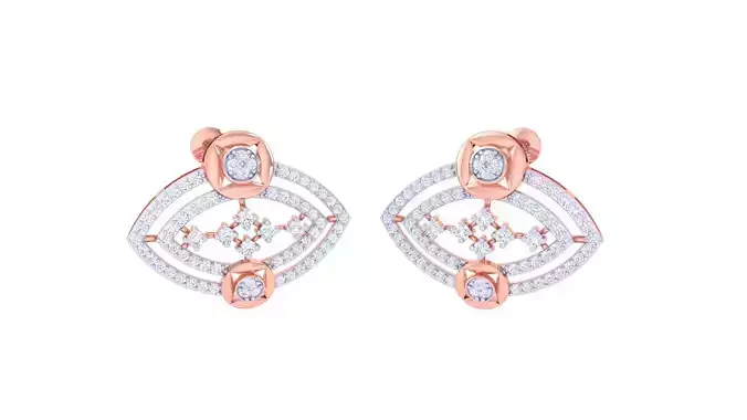 Women studs Earrings 3dm stl 3mf obj glb gltf mtl render detail