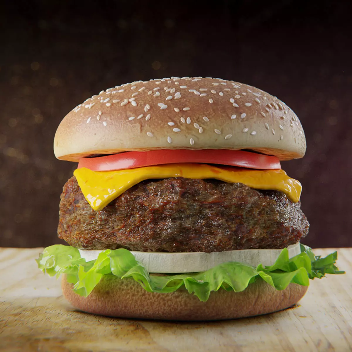 Burger PBR Low-poly 3D model_0