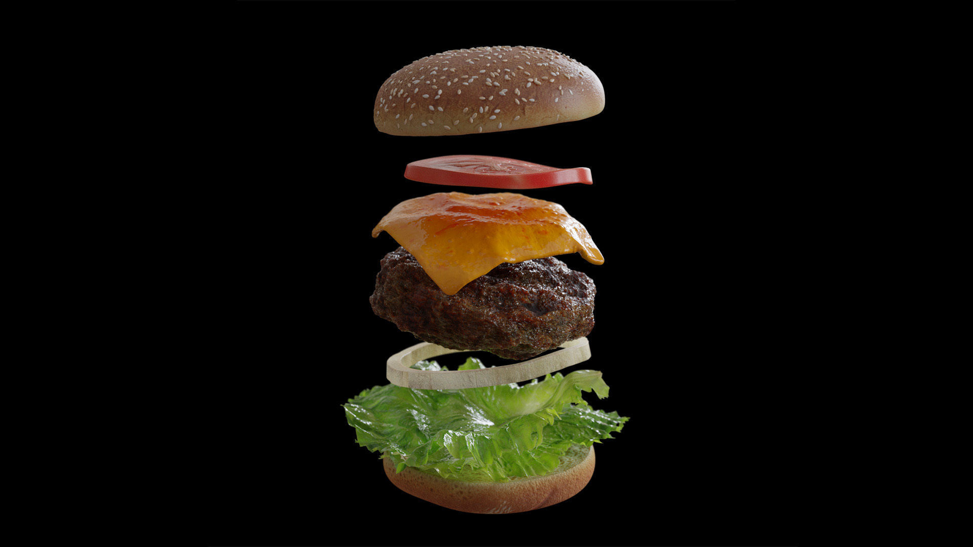 Burger PBR Low-poly 3D model_4