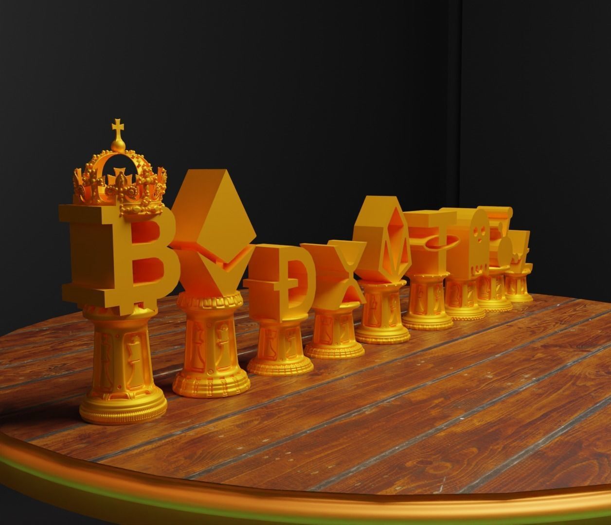 Crypto Coin Figure Chess Set 18 Character Chess Pieces  3D print model_20