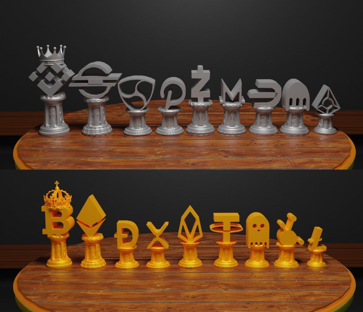 Crypto Coin Figure Chess Set 18 Character Chess Pieces  3D print model_10