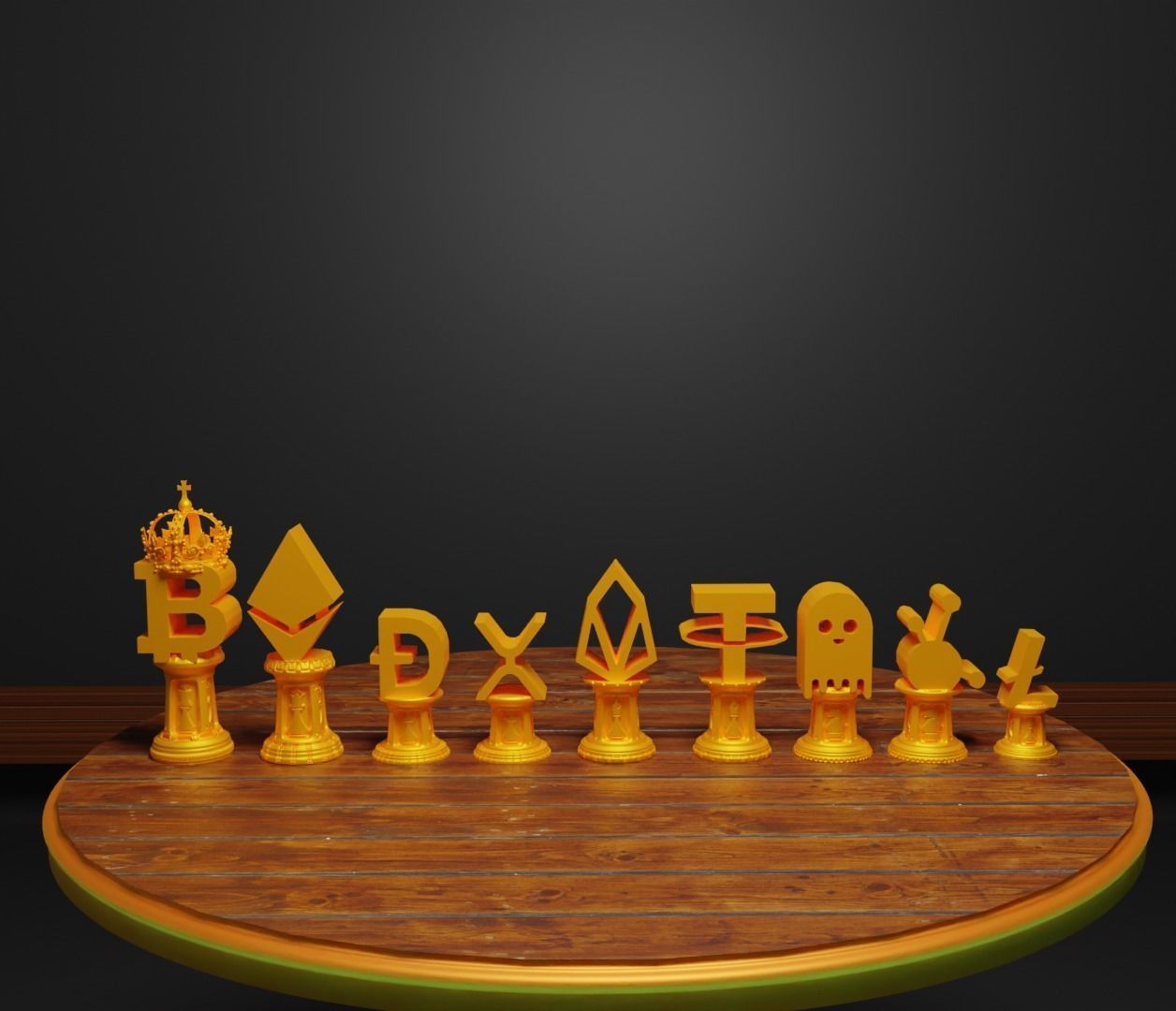Crypto Coin Figure Chess Set 18 Character Chess Pieces  3D print model_11