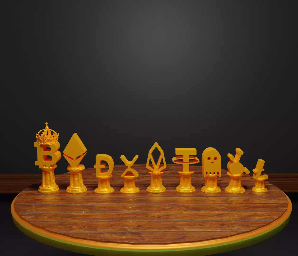 Crypto Coin Figure Chess Set 18 Character Chess Pieces  3D print model_0