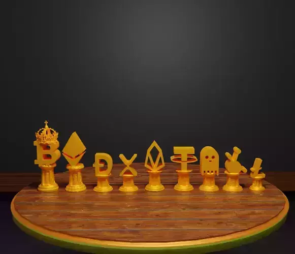 Crypto Coin Figure Chess Set 18 Character Chess Pieces  3D print model