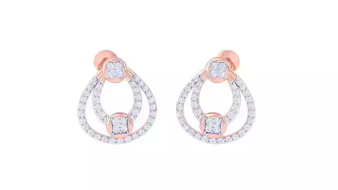 Women studs Earrings 3dm stl 3mf obj glb gltf mtl render detail