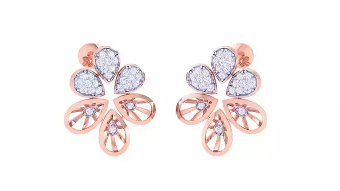 Women studs Earrings 3dm stl 3mf obj glb gltf mtl render detail