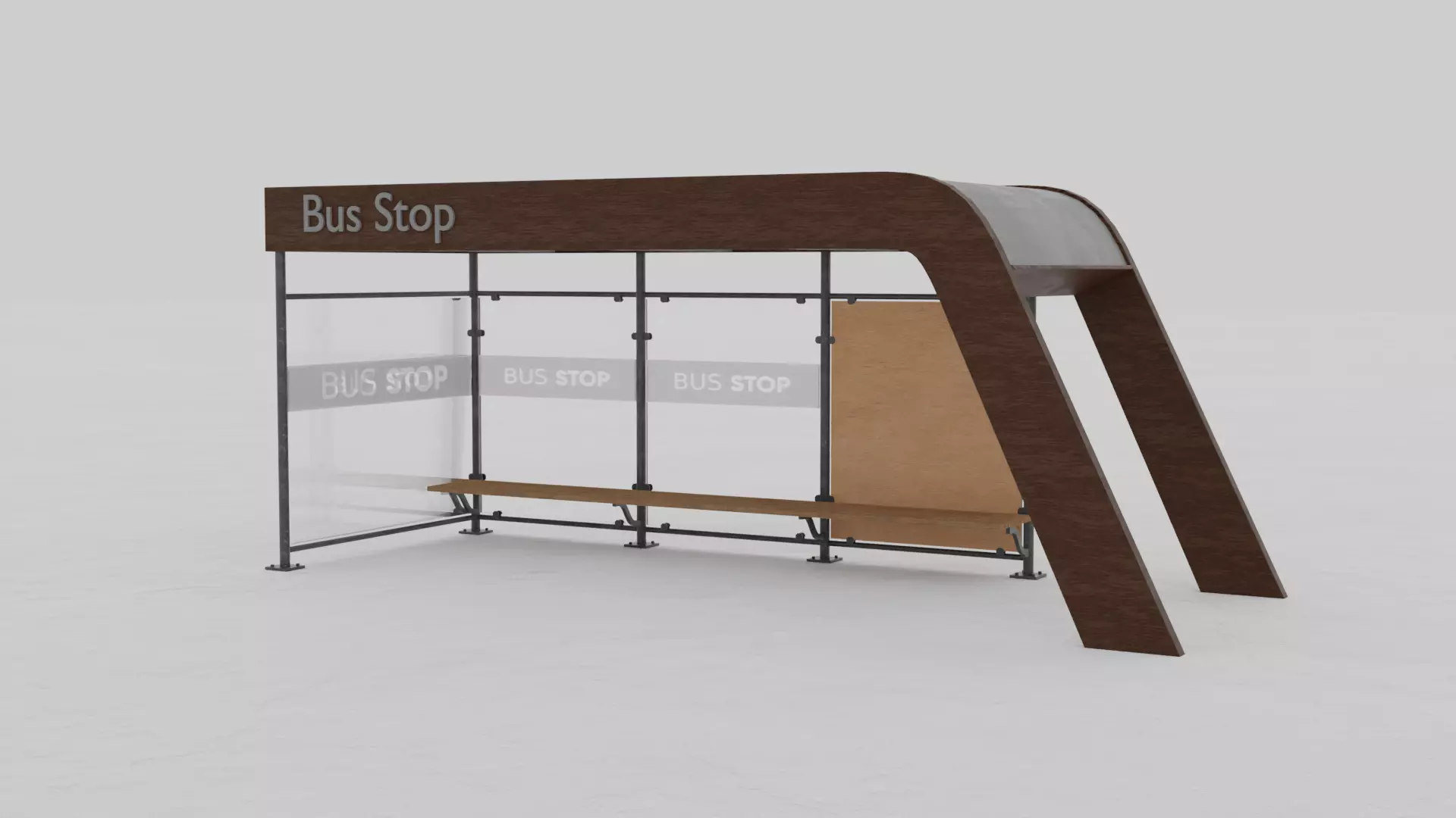 Modern Bus Stop Free low-poly 3D model