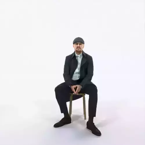 Master 19L Listening Sitting Business Man Low-poly 3D model