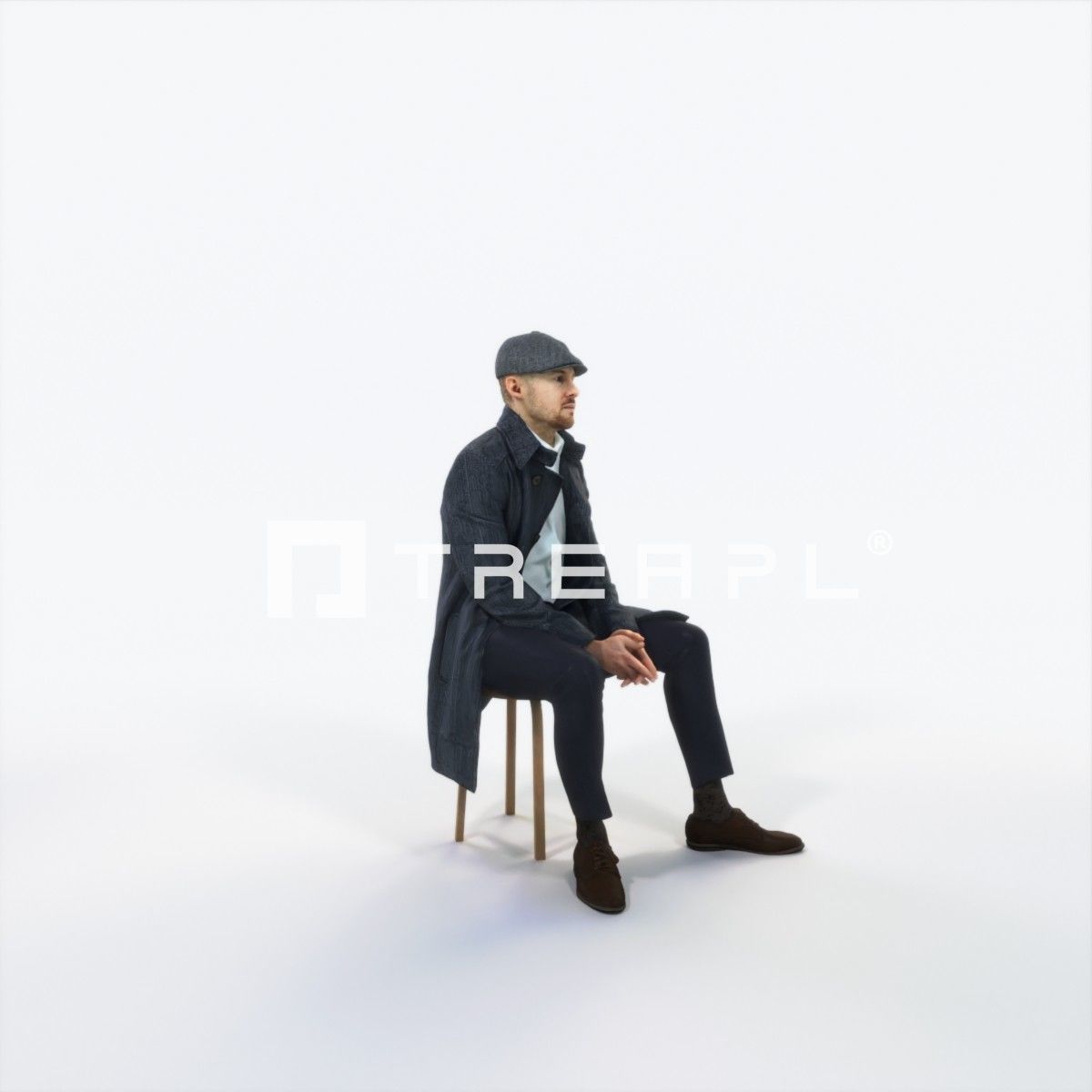 Master 19L Listening Sitting Business Man Low-poly 3D model_2