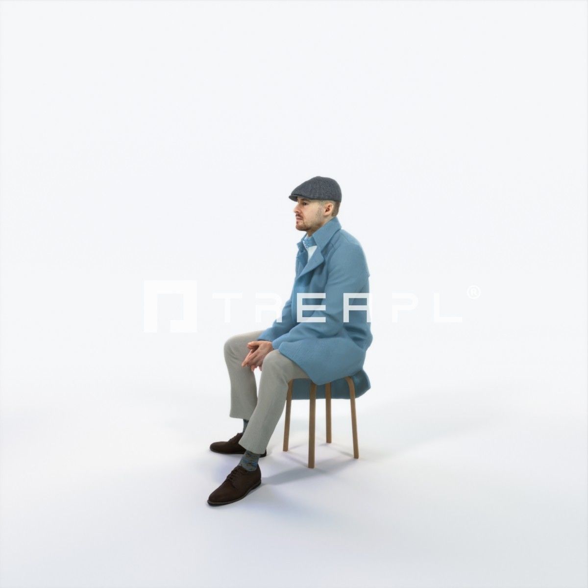 Master 19K Listening Sitting Business Man Low-poly 3D model_6