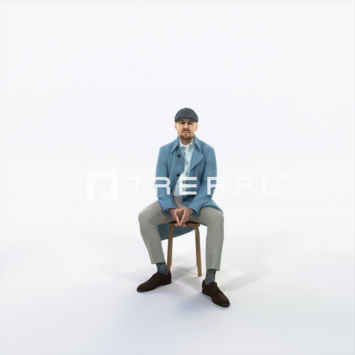 Master 19K Listening Sitting Business Man Low-poly 3D model_1