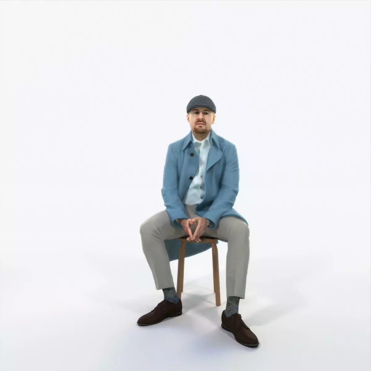 Master 19K Listening Sitting Business Man Low-poly 3D model_0