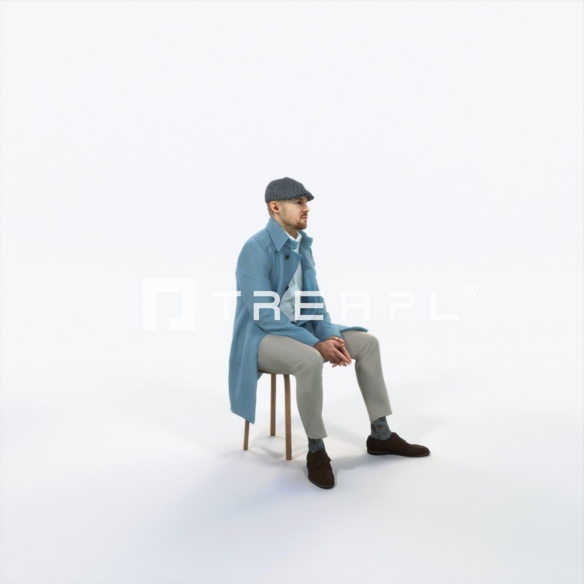 Master 19K Listening Sitting Business Man Low-poly 3D model_2