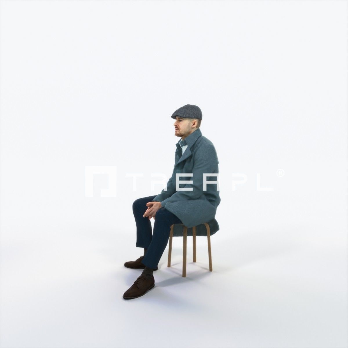 Master 19I Listening Sitting Business Man Low-poly 3D model_6