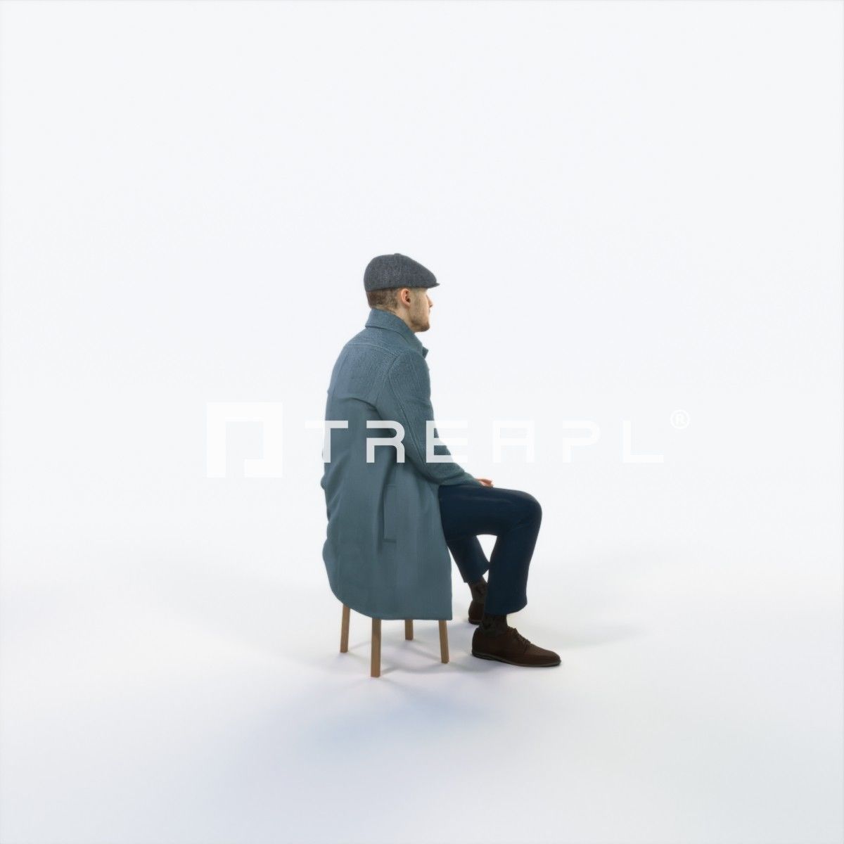 Master 19I Listening Sitting Business Man Low-poly 3D model_3