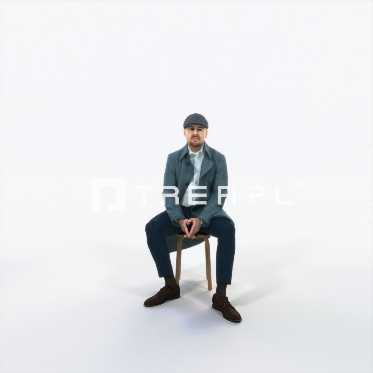 Master 19I Listening Sitting Business Man Low-poly 3D model_1