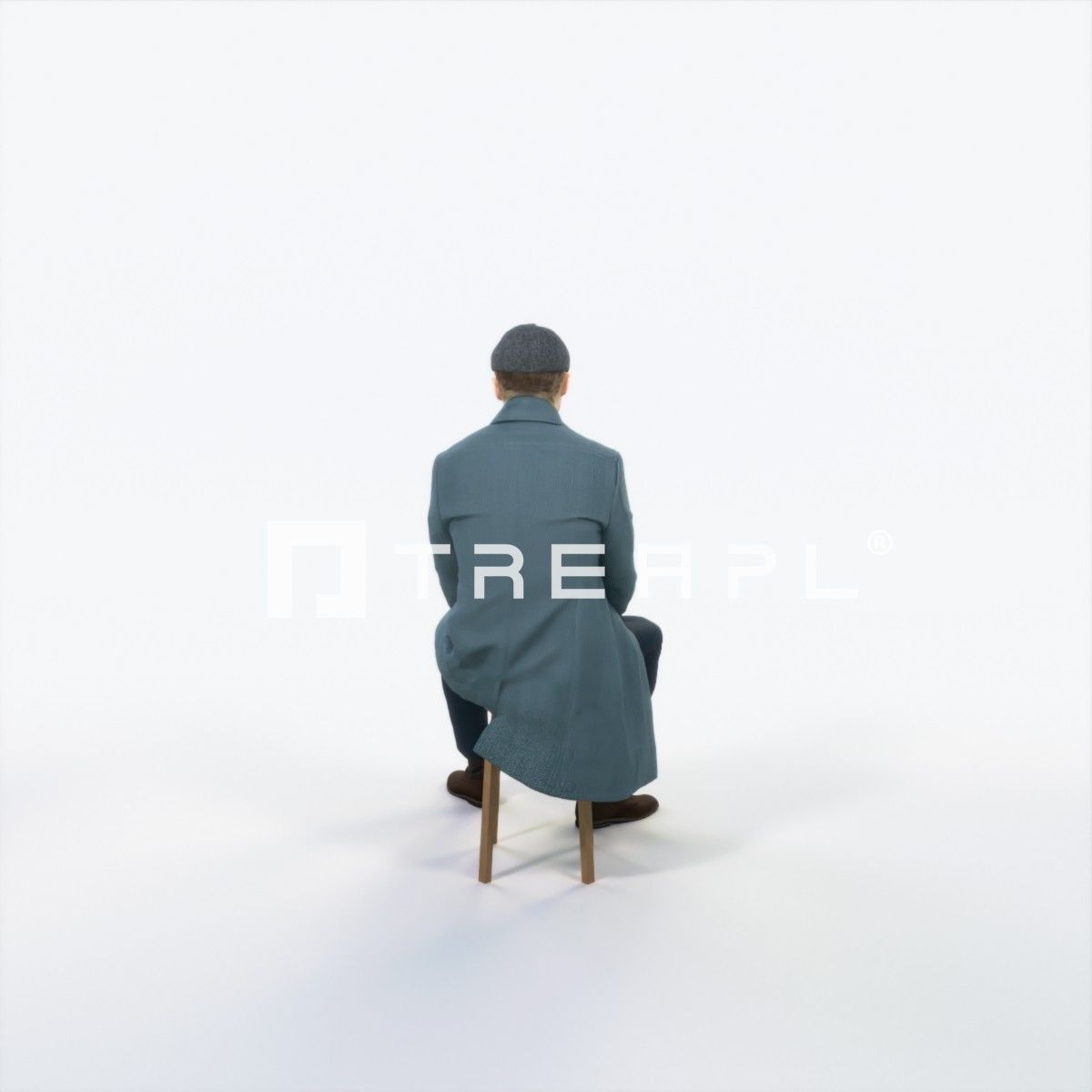 Master 19I Listening Sitting Business Man Low-poly 3D model_4