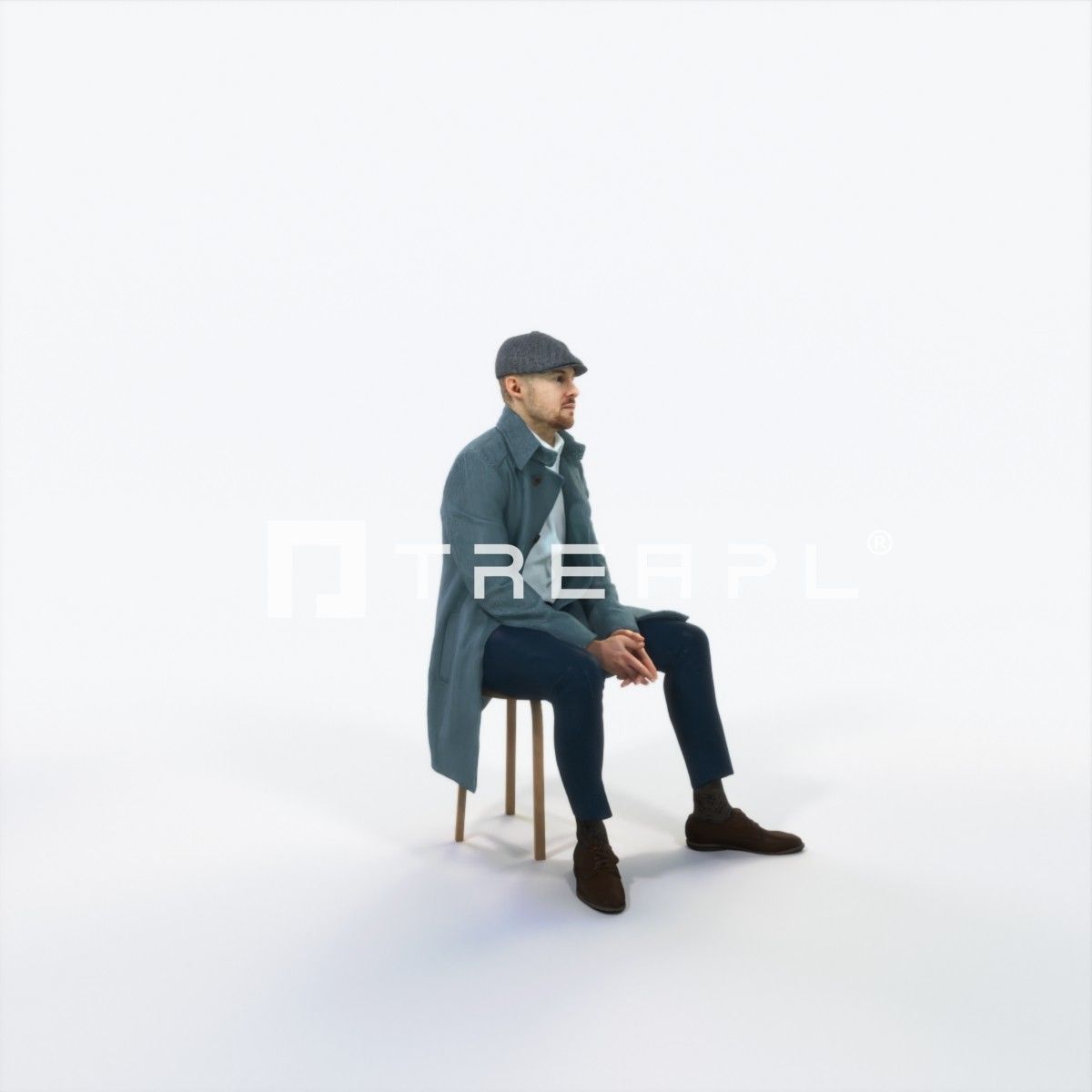 Master 19I Listening Sitting Business Man Low-poly 3D model_2