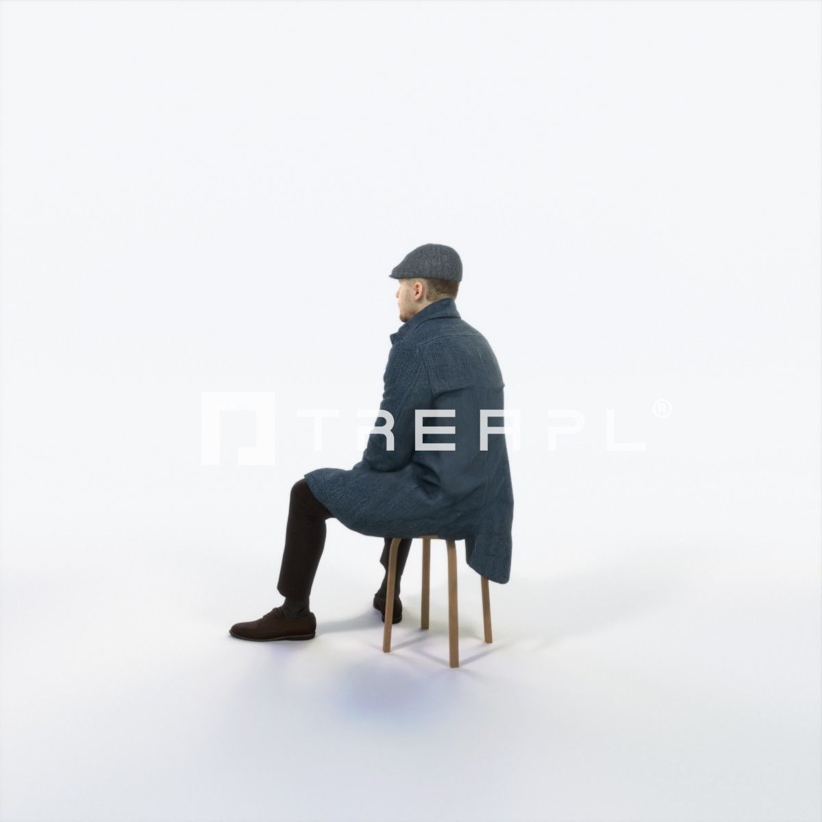 Master 19H Listening Sitting Business Man Low-poly 3D model_5