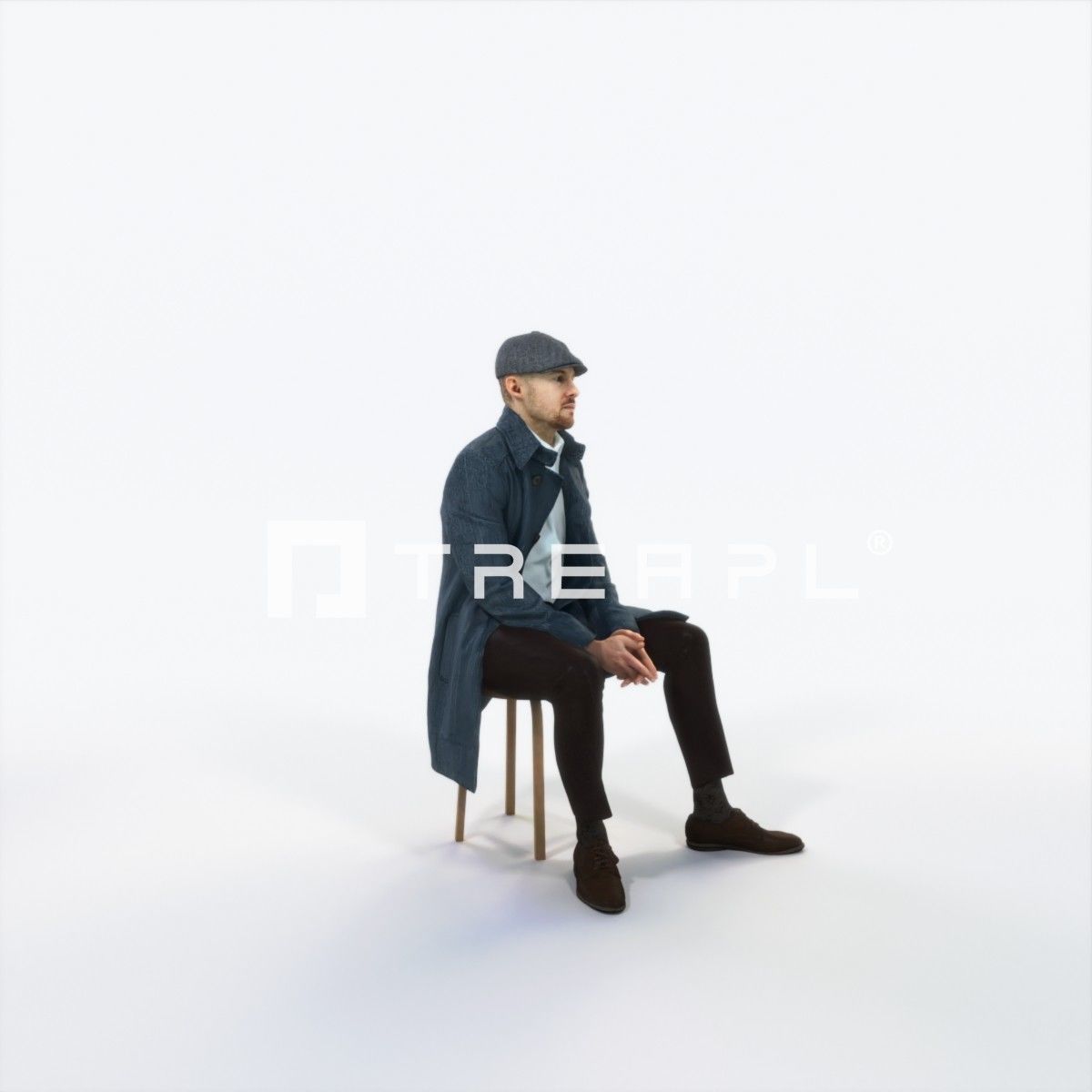 Master 19H Listening Sitting Business Man Low-poly 3D model_2