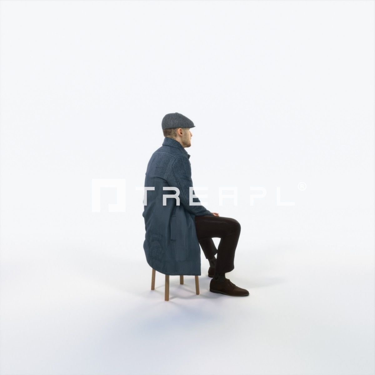 Master 19H Listening Sitting Business Man Low-poly 3D model_3