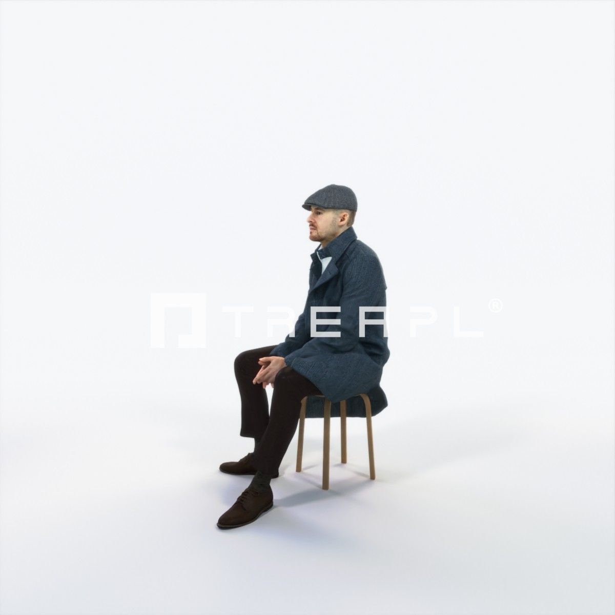 Master 19H Listening Sitting Business Man Low-poly 3D model_6