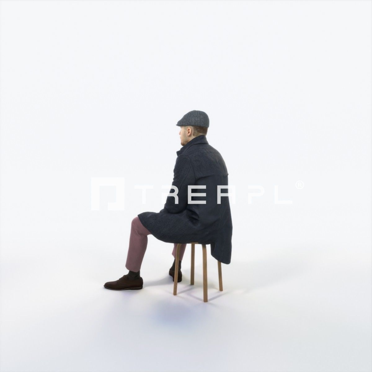 Master 19E Listening Sitting BusinessMan Low-poly 3D model_5