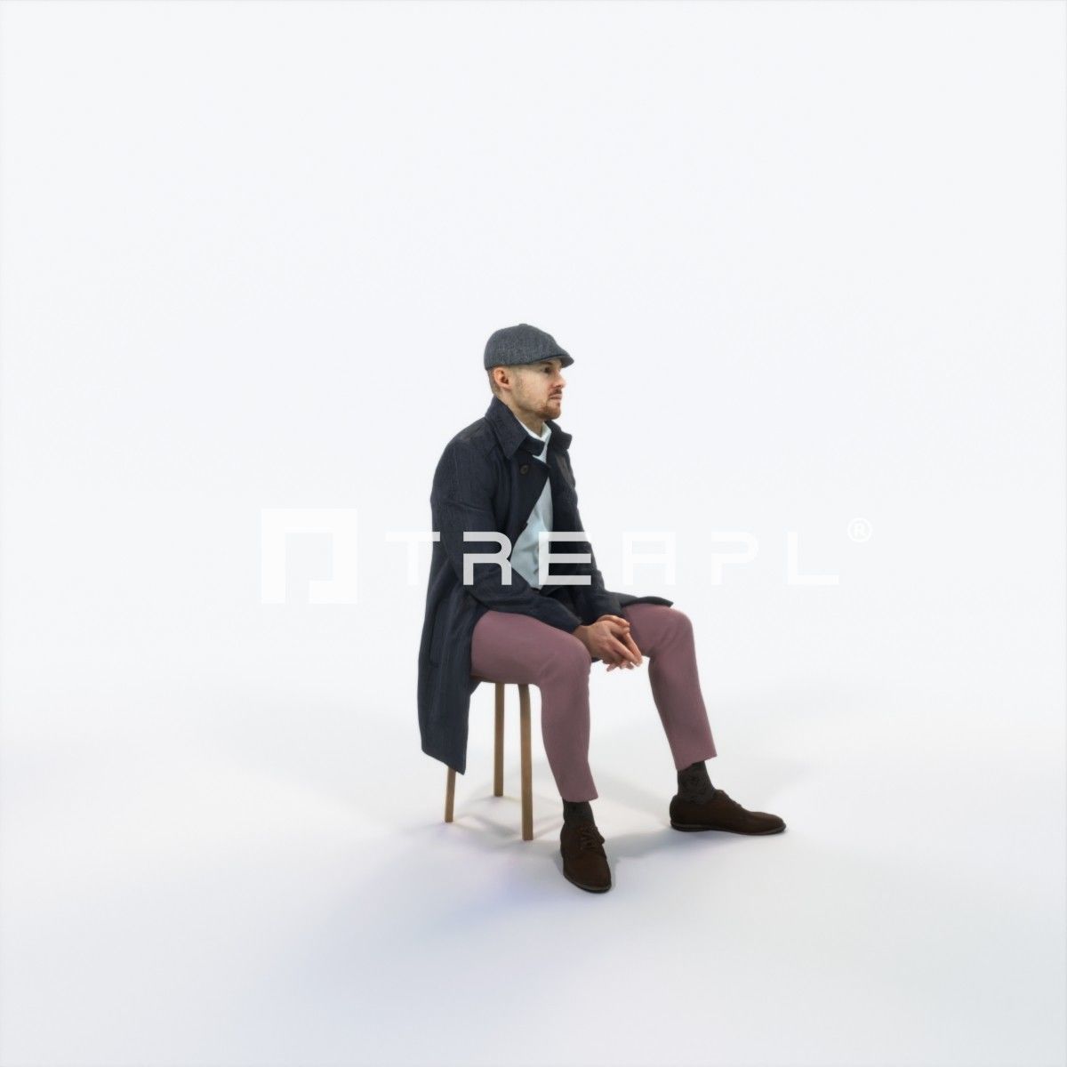 Master 19E Listening Sitting BusinessMan Low-poly 3D model_2