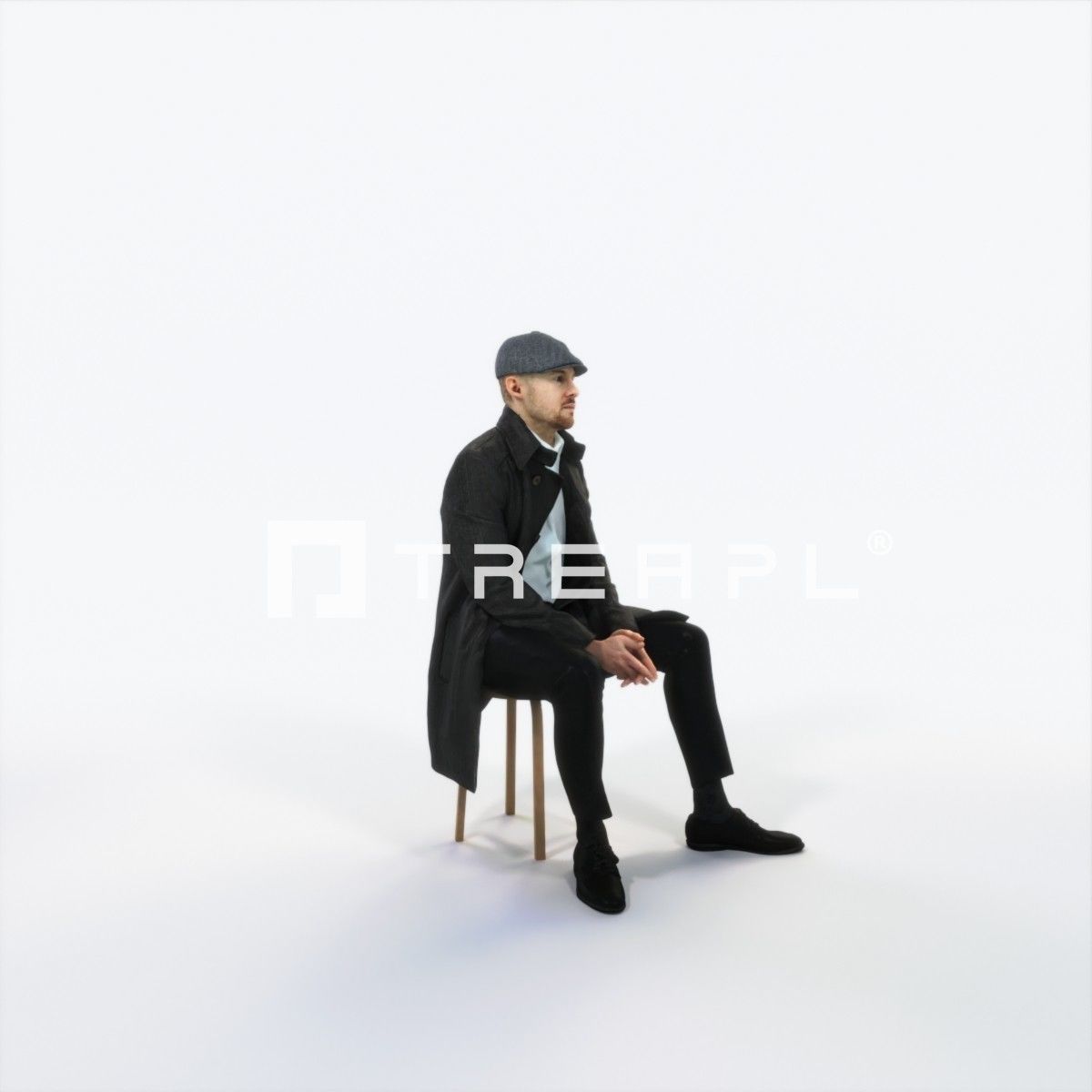 Master 19B Listening Sitting Business Man Low-poly 3D model_2