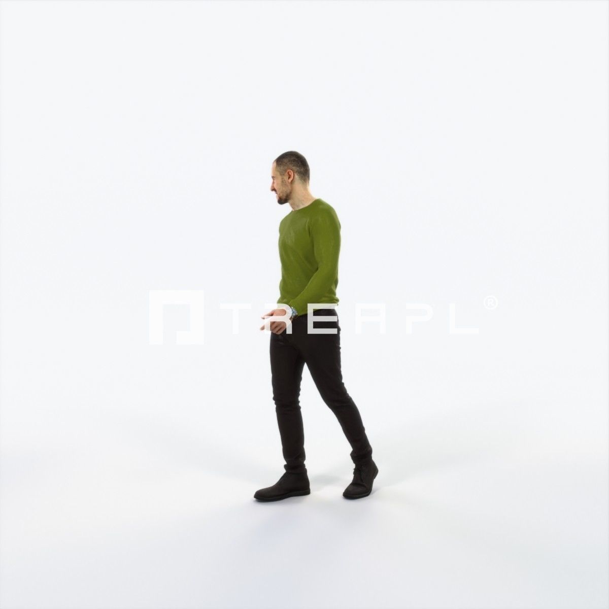 Master 20L Listening walking Casual Man Low-poly 3D model_6