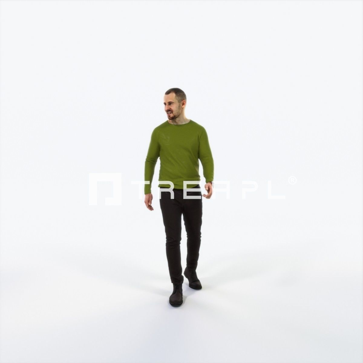 Master 20L Listening walking Casual Man Low-poly 3D model_1