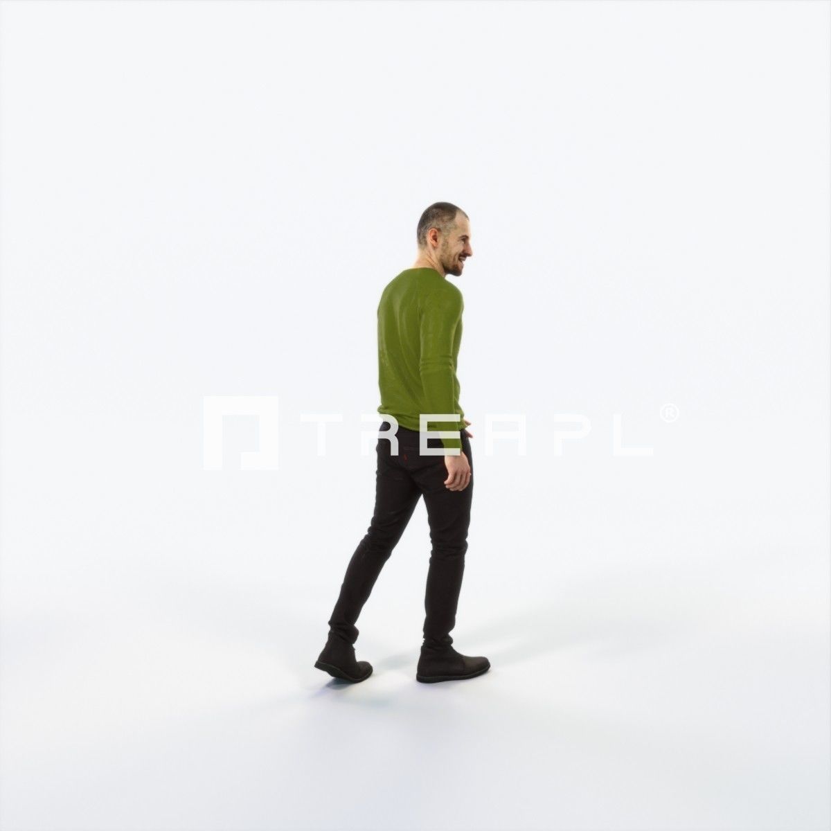 Master 20L Listening walking Casual Man Low-poly 3D model_3