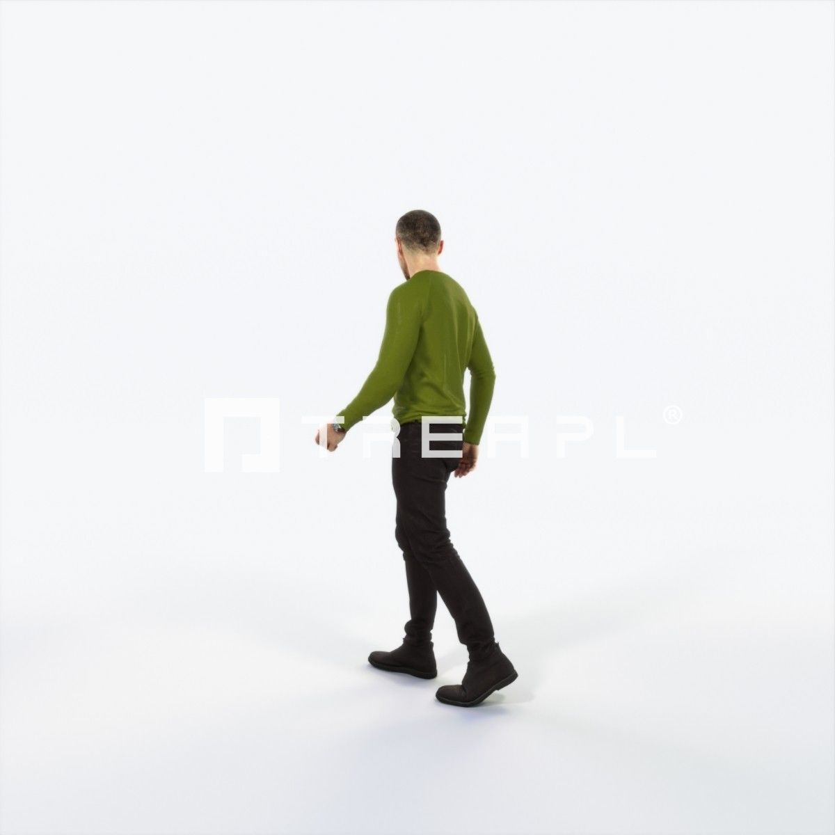 Master 20L Listening walking Casual Man Low-poly 3D model_5