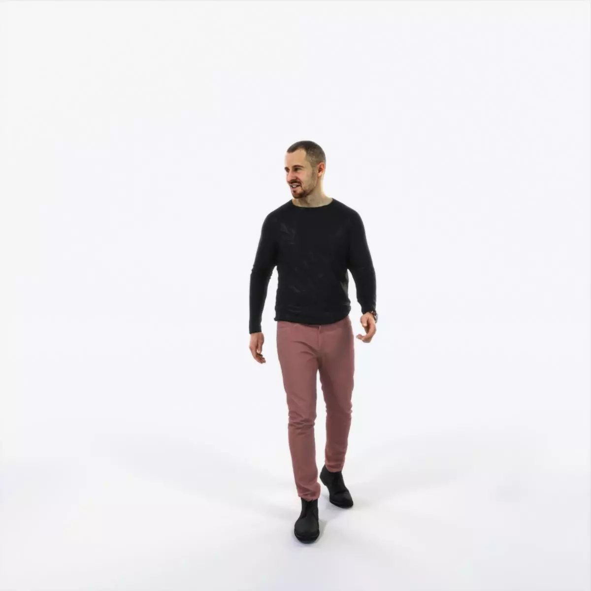Master 20J Listening walking Casual Man Low-poly 3D model_0