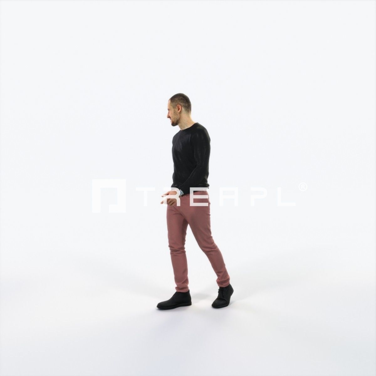 Master 20J Listening walking Casual Man Low-poly 3D model_6