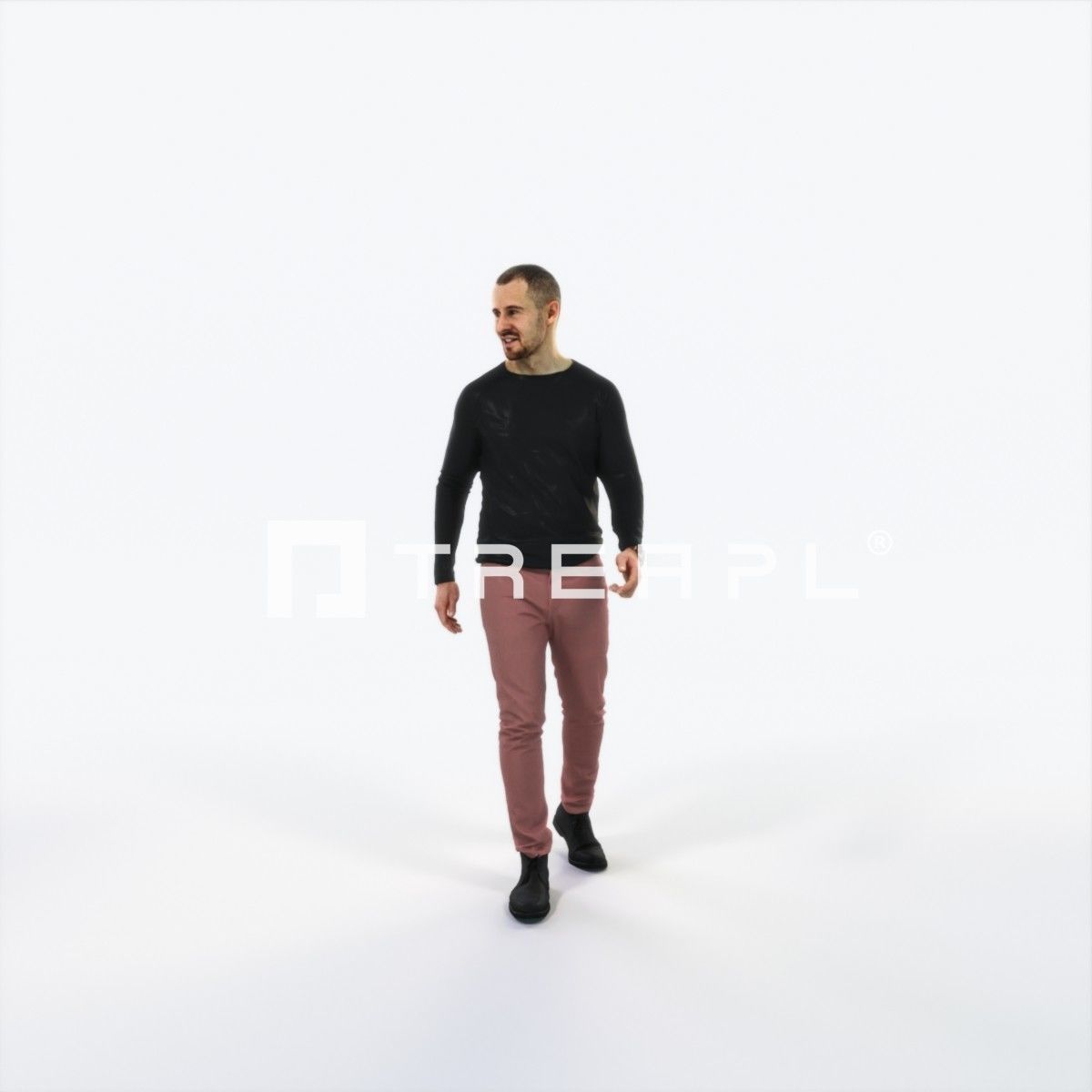 Master 20J Listening walking Casual Man Low-poly 3D model_1