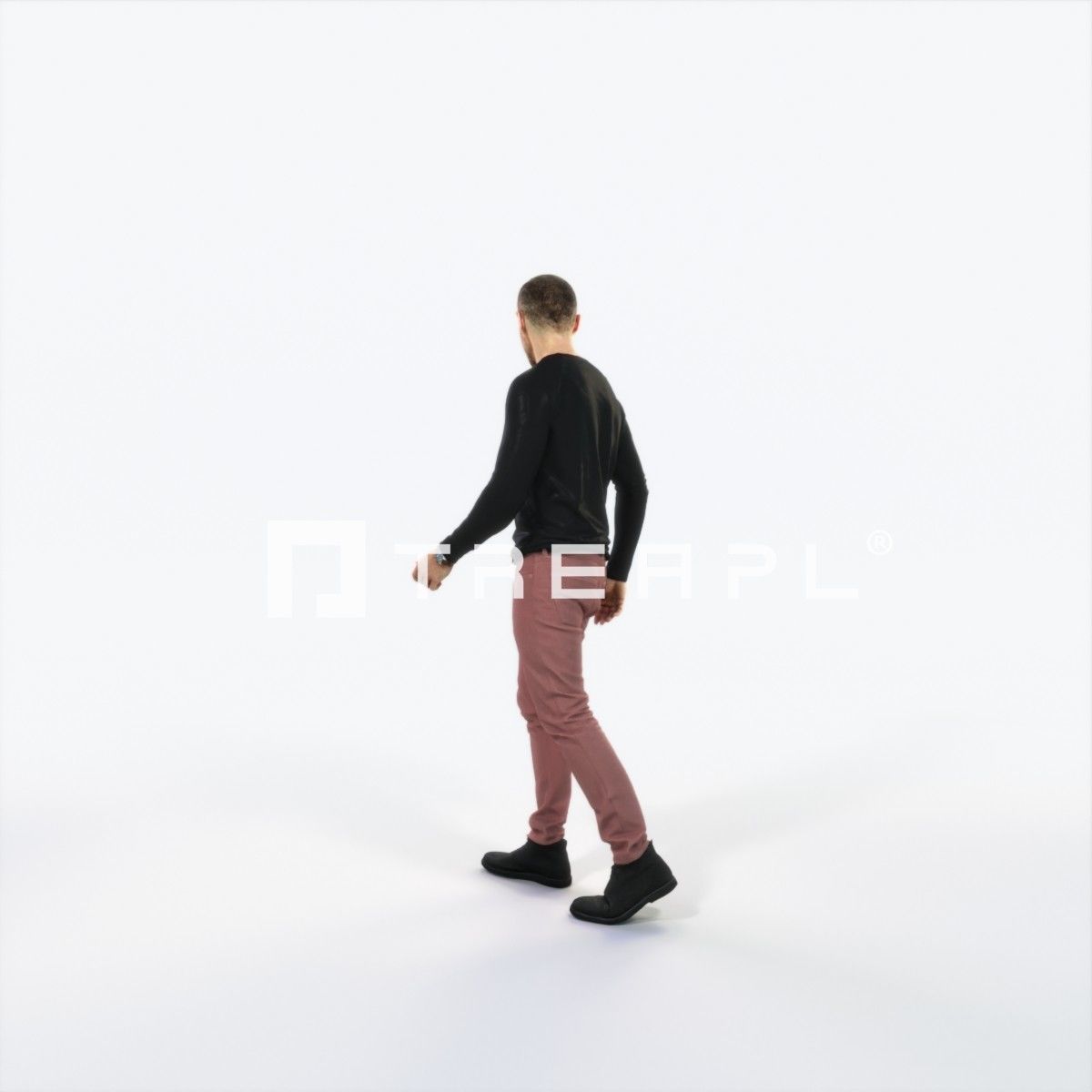 Master 20J Listening walking Casual Man Low-poly 3D model_5