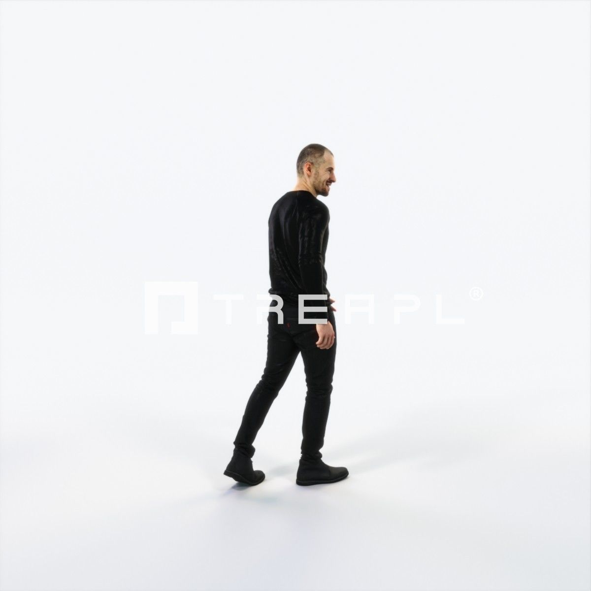 Master 20B Listening walking Casual Man Low-poly 3D model_3