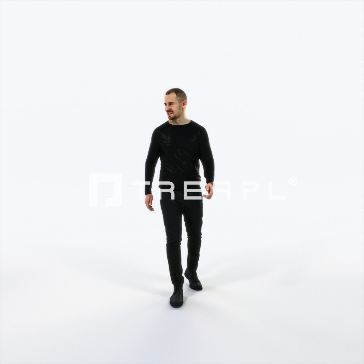 Master 20B Listening walking Casual Man Low-poly 3D model_1