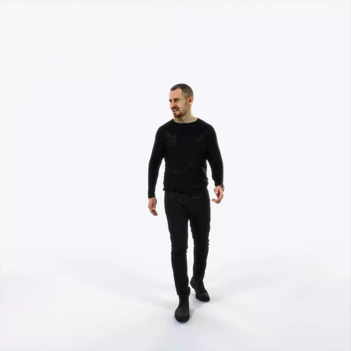 Master 20B Listening walking Casual Man Low-poly 3D model_0