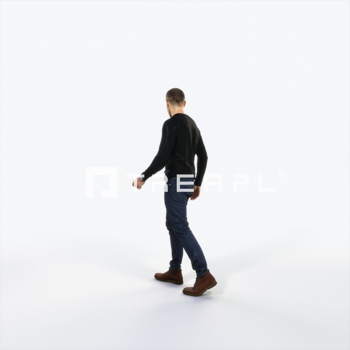 Master 20A Listening walking Casual Man Low-poly 3D model_5