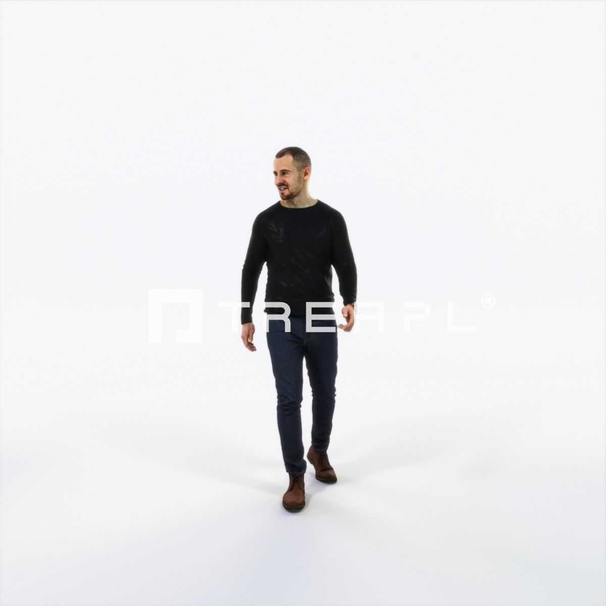 Master 20A Listening walking Casual Man Low-poly 3D model_1