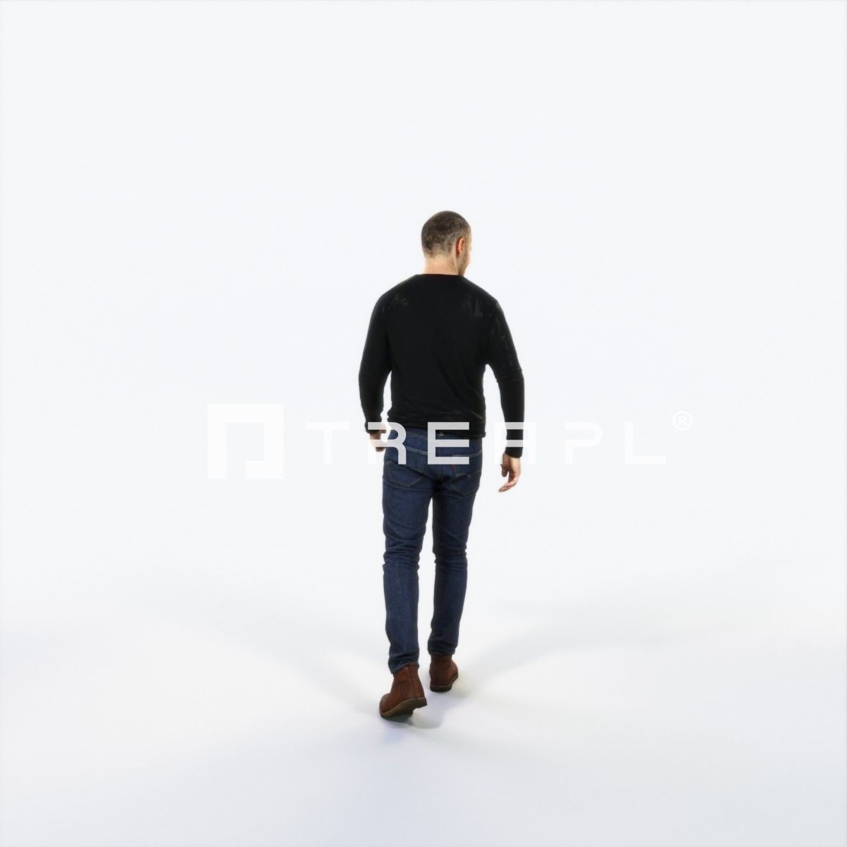 Master 20A Listening walking Casual Man Low-poly 3D model_4