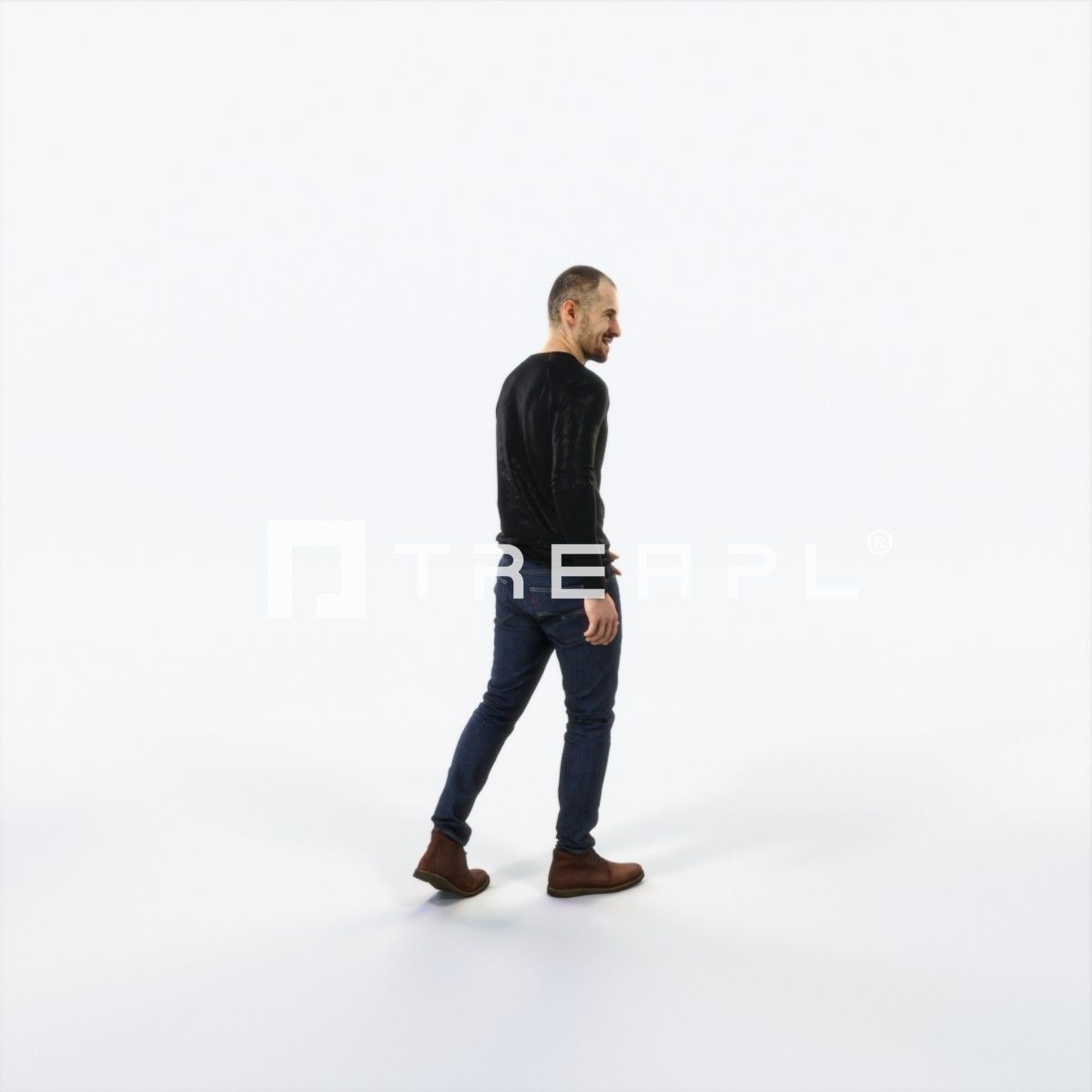 Master 20A Listening walking Casual Man Low-poly 3D model_3