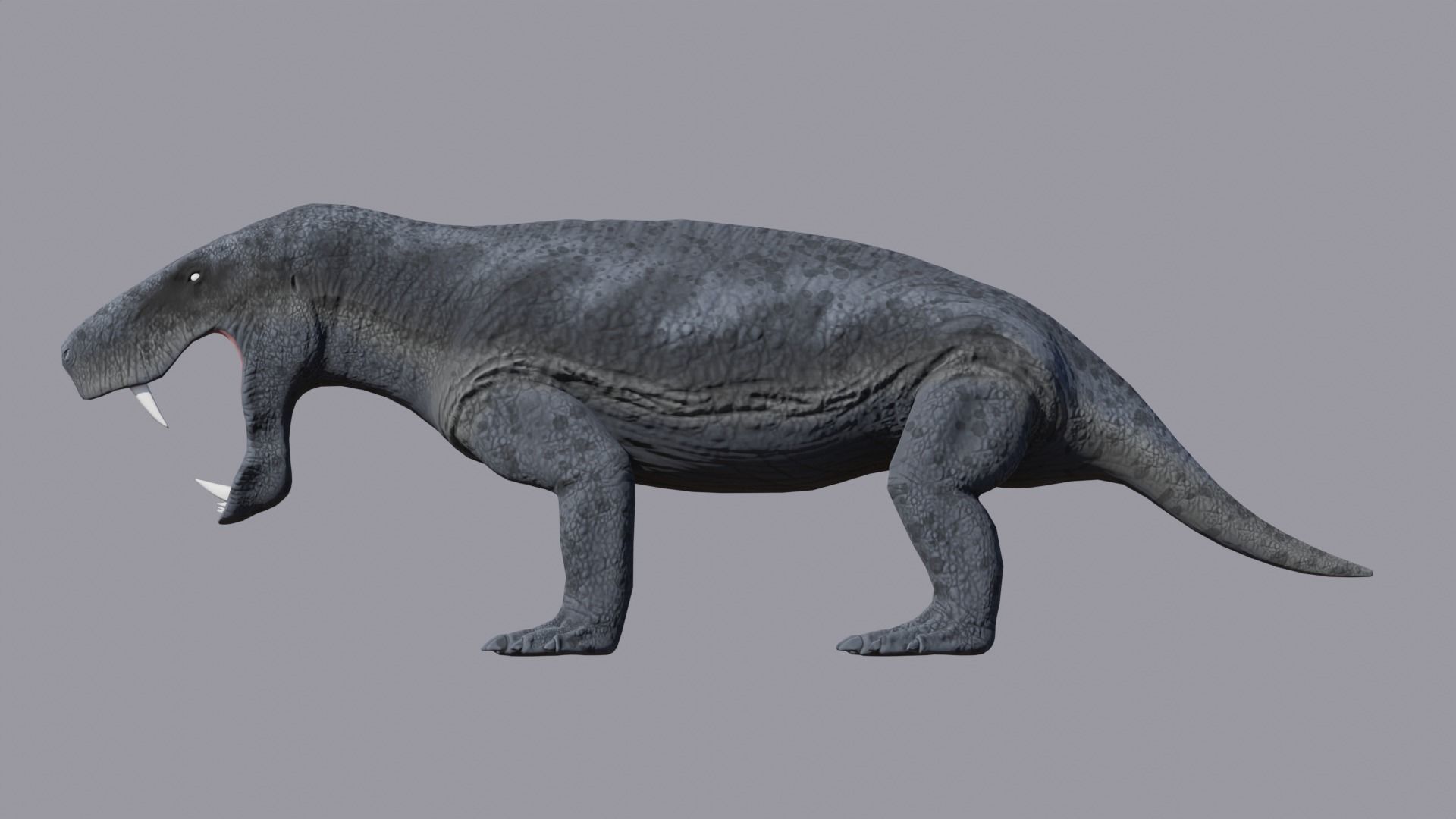 Inostrancevia Gorgonopsid Low-poly 3D model_1