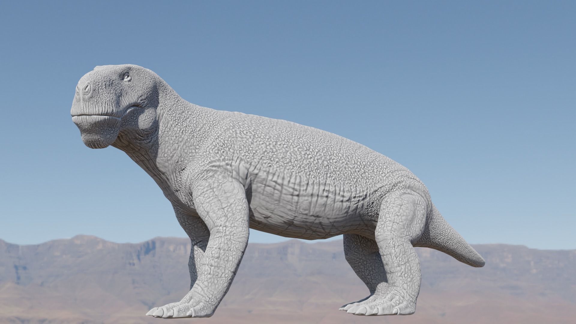 Inostrancevia Gorgonopsid Low-poly 3D model_2